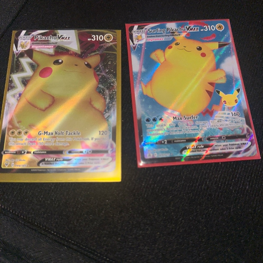 Pokemon Pikachu VMAX Cards - Yellow and Red